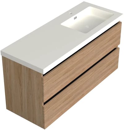Dutchline Badmeubel Onderkast Rechts - Uludag - 120x46cm - 2 Lades - 1 Uitsparing