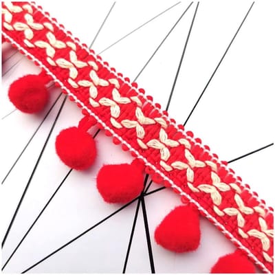 Kleurige Pompoms en Tassel Rand van 20 Yards, 3 cm, Perfect voor Naaiwerk, Ambachten en DIY Kostuums