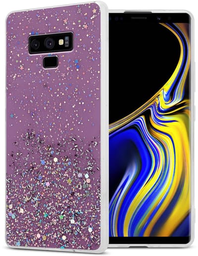 Cadorabo Hoesje geschikt voor Samsung Galaxy NOTE 9 in Paars met Glitter - Beschermhoes van flexibel TPU silicone met fonkelende glitters Case Cover Etui