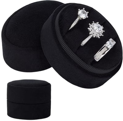 Dailygoods - Fluwelen Ring Doos voor 3 Ringen - Zwart Ovaal Sieradenhouder
