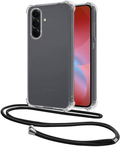 Hoesje - Geschikt voor Samsung Galaxy A26 - Met Koord - Shock Proof - Siliconen Case - Back Cover - Telefoonkoord - Telefoon Hoes Shockproof - Telefoonketting - Transparant