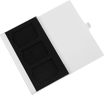 Geheugenkaart Case - SD Kaarthouder - Kaarten Beschermen - Aluminium Frame - 3 Kaarten - Zwart Zilver