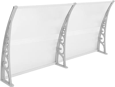 Luifel Voordeur - Afdak Deur - Bescherming Buiten - Wind en Regenbestendig - 100x300 cm - Grijs-Wit