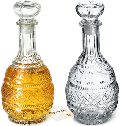 KADAX Decanter voor dranken, stijlvolle whiskykaraf voor mannen, klassieke wijnkaraf met uniek design, whiskyfles als cadeau (1 l - 2 stuks)