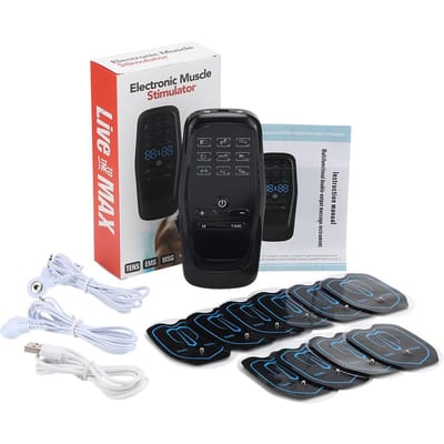 EMS TENS Spier Elektrostimulator Tens Unit Lage Frequentie Puls Lichaam Ontspannende Massage Digitaal Meridiaan Fysiotherapie Pijnverlichting black