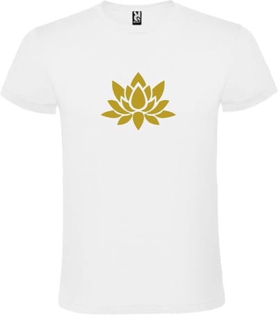 Wit  T shirt met  print van "Lotusbloem " print Goud size XS