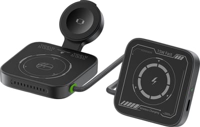 3-in-1 Draadloze Oplader - 22,5W Snellader - Opvouwbare Oplaadstation geschikt voor MagSafe iPhone 12, 13, 14, 15, 16, 17, Apple Watch & AirPods