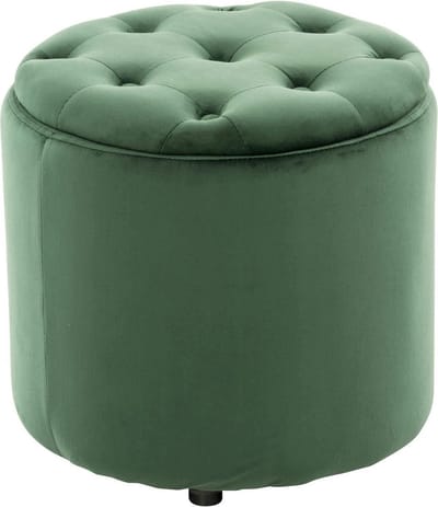 CLP Pantin - Ronde Poef met Opbergruimte - Chesterfield - Velvet - groen