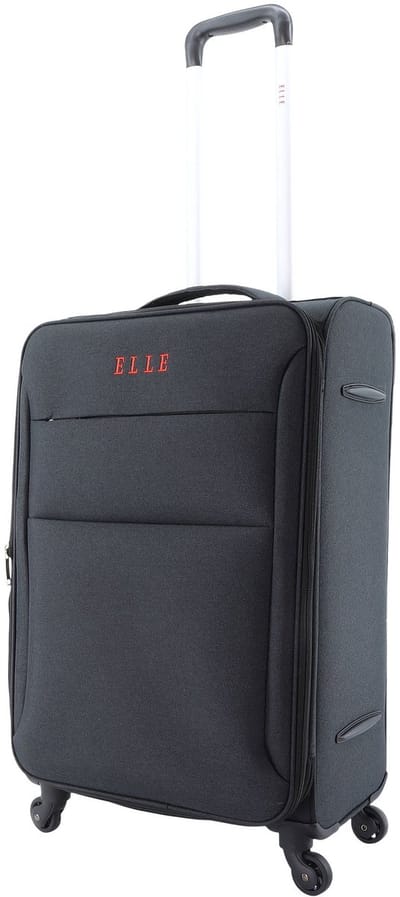 ELLE Zachte Koffer / Trolley / Reiskoffer - 60 cm (Medium) - Pledge - Zwart - Zwart / Medium