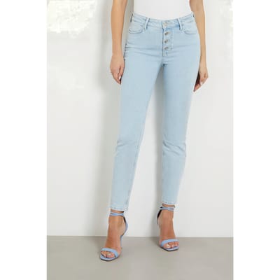 GUESS  Eco 1981 Exposed Button High Surf Maat: W24L29 | Skinny Jeans Outlet | Dames | Blauw