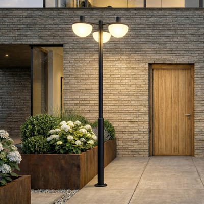 Lucande LED buitenlamp Toras, zwart, 3-lamps, CCT dimbaar