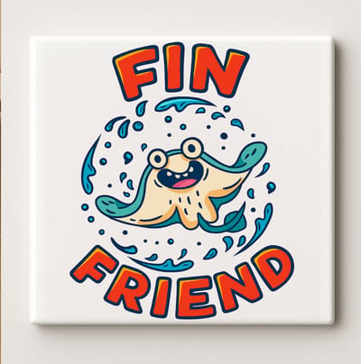 Fin Friend Keramische Tegel 15x15cm – Schattige Zeewezen Wanddecoratie – Oceaan Dier Decoratie Cadeau voor Kinderen & Badkamer