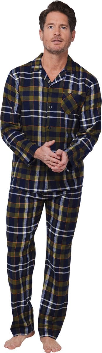 Pastunette - Pyjama - Adventure - Groen Geruit - Katoen - Flanel - Doorknoop - Maat M