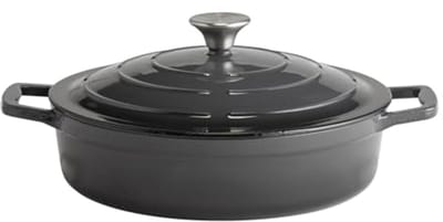 Gietijzeren braadpan met deksel, Ø 28 cm, inductievriendelijk, ovenbestendig, 3 liter, antraciet