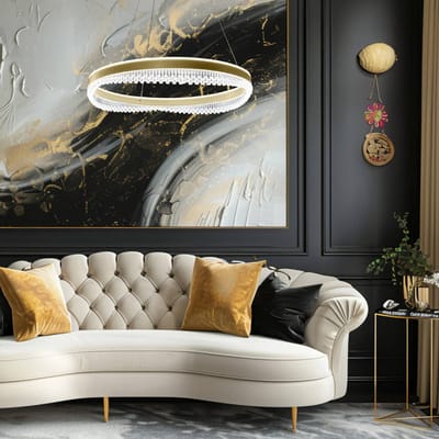 Milagro Lighting LED hanglamp Preciosa, goud/kristal, acryl, Ø 60 cm