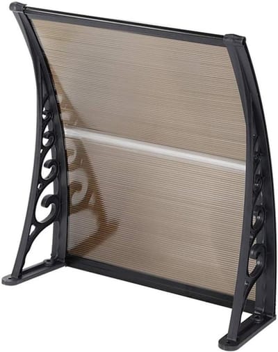 Luifel Voordeur - Afdak Deur - Bescherming tegen Weer - Hoge Lichtdoorlatendheid - 100x100 cm - Bruin Zwart
