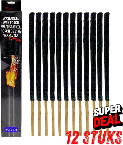 Waxfakkel - 12 stuks - Professioneel Wax torch -Verlengbaar - voor optocht of stille tocht - Fakkeltocht - 60 cm -