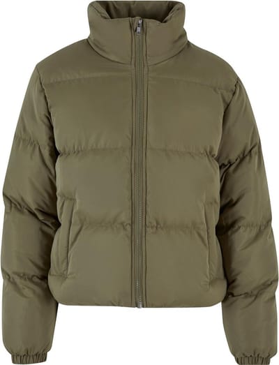 Urban Classics - Ladies Short Peached Puffer Jacket tiniolive 3XL Gewatteerd jack - 4XL - Olijfgroen