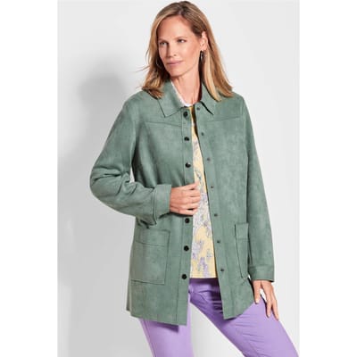 Overhemdjasje van imitatiesuède - grijsgroen - Gr. 38 van Goldner Fashion