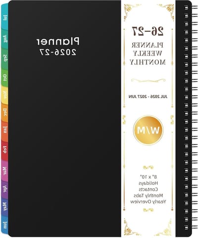 2024 Planner - Wekelijkse en maandelijkse planner 2024, januari 2024 - dec 2024, 2024 kalenderplanner met bedrukte maandtabbladen, dubbeldraads binding, dik papier, flexibele omslag - klassiek zwart