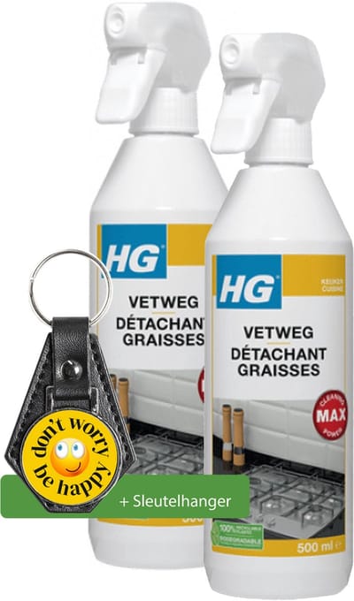 HG Vetweg - 500 ml - Vet verwijderaar | 2 Stuks - Inclusief sleutelhanger