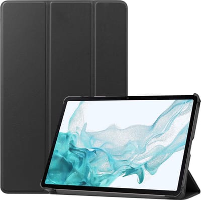 Hoes - Geschikt voor Samsung Galaxy Tab S9 Plus - Dun & Stevig - Trifold Bookcase - Hard Cover Case - Met Uitsparing Geschikt voor S Pen - Hardcover Book - Tablet Hoesje - Zwart