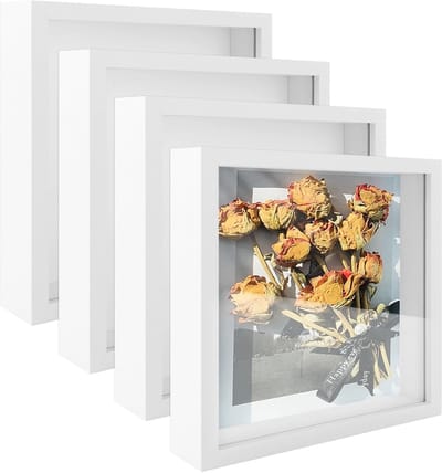 Dailygoods - 4 Stuks 3D-Fotolijsten 20x20 cm - Witte Diepe Fotolijsten om te Vullen