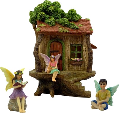 Miniatuur Huis Kit - Sprookjes Tuin Decor - Kleine Tuinen Creëren - Deuren Openen Wijd - 9 Inch Hoog - Geschilderd