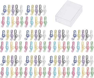 Muzieknoot Paperclips - 100 Stuks, Metalen Clips in 10 Kleuren, Schattig en Creatief Ontwerp - Compact Formaat - Voor Bureau, School, Kantoor en als Boekenlegger