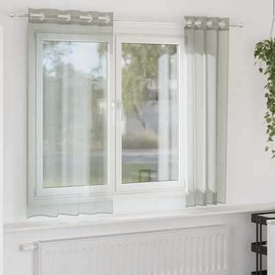 vidaXL - Gordijnen - voile - met - doorvoertules - 2 - st - 140x140 - cm - lichtgrijs