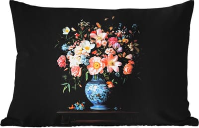 Buitenkussens - Tuin - Roze - Bloemen - Vaas - Kleuren - 50x30 cm