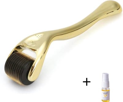 Aurgan Dermaroller Goud - 0.5 mm naalden - 540 naalden - inclusief 10 ml arganolie - huidverzorging - anti-litteken - collageenaanmaak