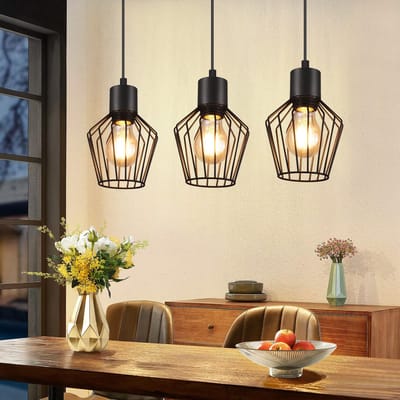 NETTLIFE Hanglamp 3xE27 - metaal - industrieel - zwart - Ontwerp kooi - voor hal slaapkamer woonkamer café-excl. lichtbron