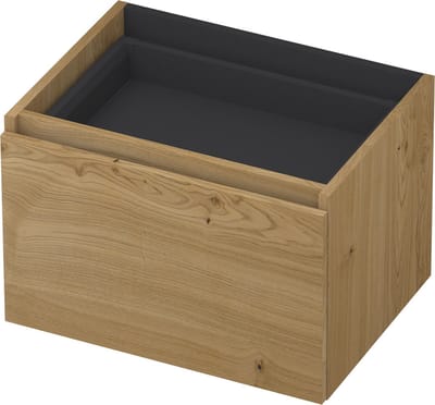 INK - Onderkast 1L met Binnenlade Greeploos Houten Keerlijst Fineer Zonder Sifonuitsparing in Binnenlade - 600x450x400 Mm - Natur Fineer