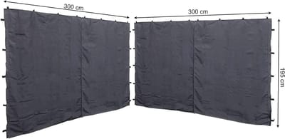 Zijwandset 2-delig voor paviljoens - antraciet - polyester