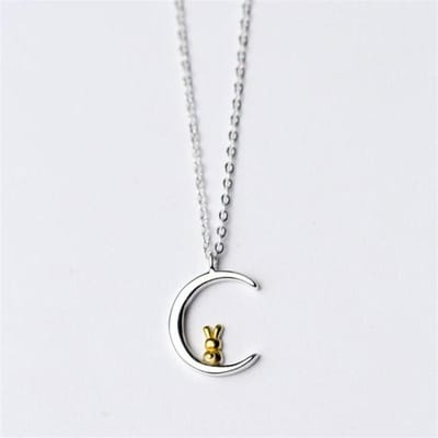 Mode Nieuw Schattig Dier Vrouwelijk 925 Sterling Zilver Sieraden Zoete Konijn Maan Persoonlijkheid Sleutelbeen Ketting Hanger Kettingen Xl137 veelkleurig