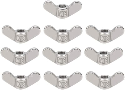 Dailygoods- Vleugelmoer M8 - 10 Stuks - Roestvrij Staal 304 - Bevestigingshardware - Eenvoudig te Gebruiken - Braamvrij Oppervlak - Vlindermoer