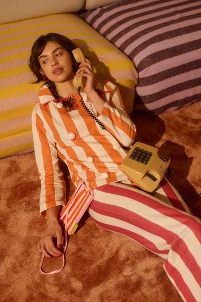 Sticky SIS - telefoonhoesje - gebreide strepen - dolce roze + arancia oranje