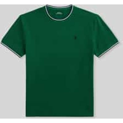 regular fit T-shirt van katoenmix met contrasterende strepen