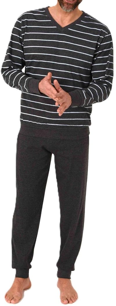 Normann herenpyjama met lange mouwen en manchetten in elegante strepenlook