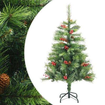 vidaXL - Kunstkerstboom - met - scharnieren - dennenappels - en - bessen - 150 - cm