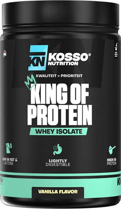 Kosso Nutrition – King of Protein – Whey Isolaat – Vanille – 27g Eiwit – Spieropbouw – 1000g