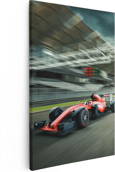 Artaza Canvas Schilderij Racewagen - 20x30 cm - Klein - Wanddecoratie Formule 1 - Muurdecoratie Mancave - Schilderijen Op Canvas