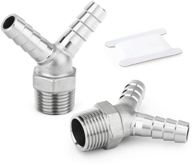 Dailygoods - 2 stuks Y Barbed Fitting - 1/2" Splitter adapter - Roestvrij staal - Water brandstof lucht - Duurzaam en roestbestendig - Geschikt voor...