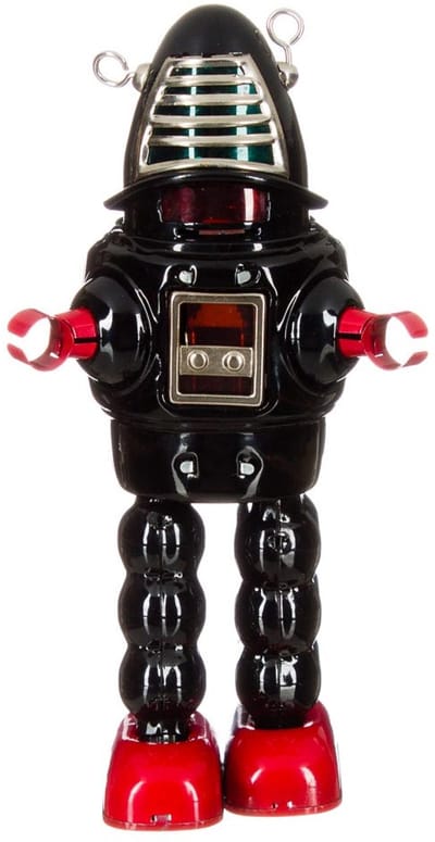 St. John Blikken Robot Robby Planet - Zwart - Collectors Item – Retro Vintage Robot – 22 cm – Luxe Cadeauverpakking