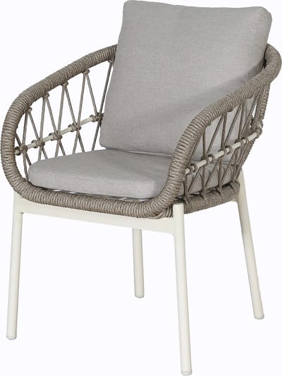 Vita - Dining Tuinstoel Dakota - Bruin/beige - Met rug en zit kussen - Weersbestendig olefin Rope