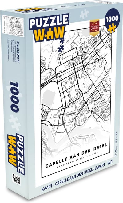 Puzzel Kaart - Capelle aan den IJssel - Zwart - Wit - Legpuzzel - Puzzel 1000 stukjes volwassenen