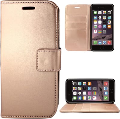 Hoesje geschikt voor Apple iPhone 6/6s Hoesje Kunstlederen Bookcase met Siliconen TPU Telefoonhouder - Rose Goud - van iCall
