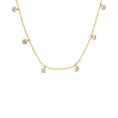 CO88 Collection 8CN-26466 Dames Ketting met Ronde Zirkonia Steentjes - Goudkleurig RVS (Stainless Steel) - Cadeau voor Haar
