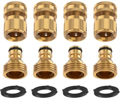 LIVIA HOME- Tuinslang Connector Massief Messing - Quick Connect Fitting - 3/4 Inch GHT - Eenvoudig te Installeren - Handbediening - Geschikt voor Tuinslangen - Slangconnector